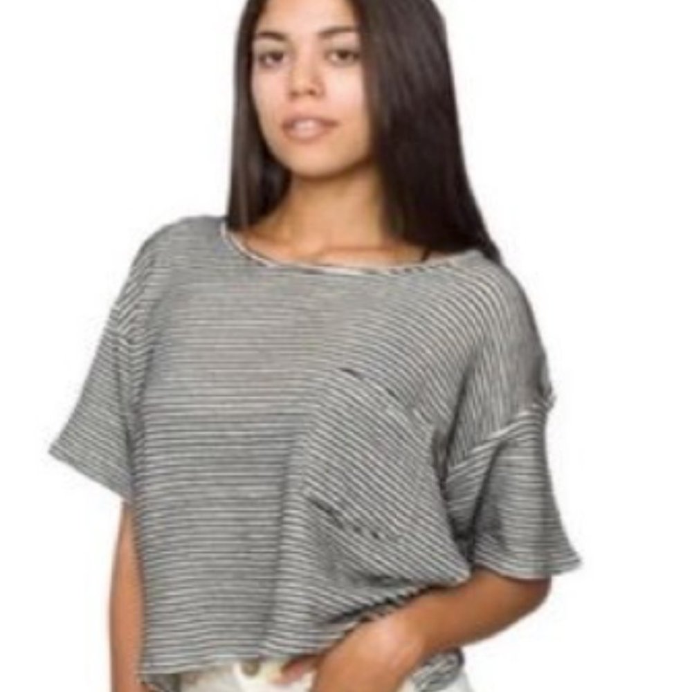 American Apparel black/white striped boxy tee UNISEX one size